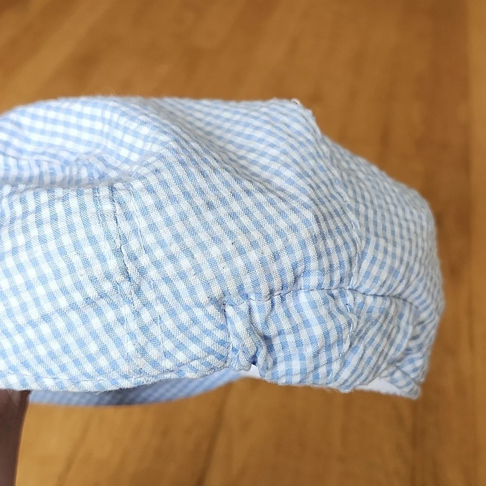 Light Blue And White Gingham Kids Cap Size Small 5/6